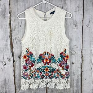 Faith & Zoe Zacatin Embroidered Tank Top Blouse